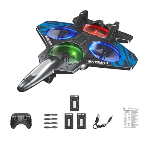 Colcolo Ferngesteuertes Flugzeug aus Schaumstoff, Kampfjet, Spielzeug, Geschenke für Jungen, leicht, 360°-Flip, wasserdicht, RC-Flugzeug für und, Blaue DREI Batterie von Colcolo