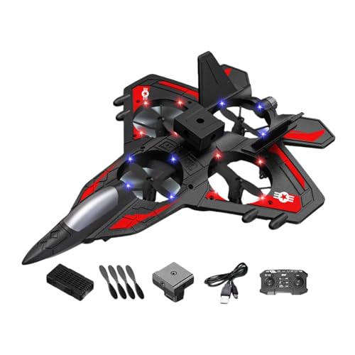 Colcolo Ferngesteuertes Flugzeug aus Schaumstoff mit Licht, Geschenke für Jungen, RC-Helikopter, leicht, zu fliegen, Flugzeug mit Höhenhaltung, Rot von Colcolo