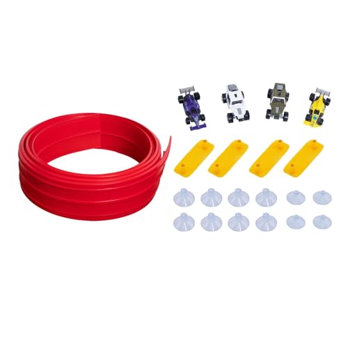 Colcolo Flex Tracks, 13 Fuß, vielseitig, mit starken Saugnäpfen, DIY-Spaß mit 4 Mini-Druckgussautos, tragbare Geschenke, biegbare Kinderspielzeug-Rennstrecke von Colcolo