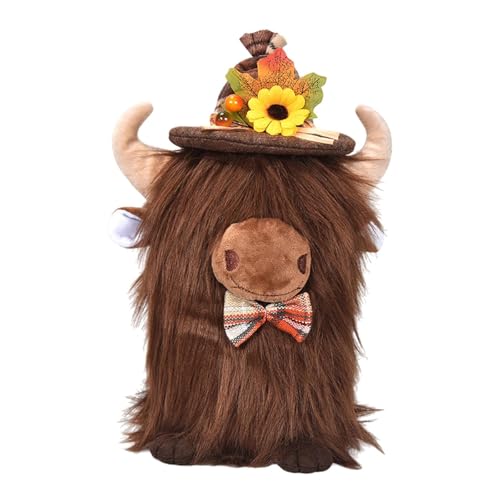 Colcolo Gefüllte tierhochlandkuh, Plüschspielzeugschmuck Indoor Küche Thanksgiving Day Dekoration Puppe für Diner Desk Kamin, Kastanie Colcolo Gefüllte tierhochlandkuh, Plüschspielzeugschmuck Indoor Küche Thanksgiving Day Dekoration Puppe für Diner Desk Kamin, Kastanie von Colcolo