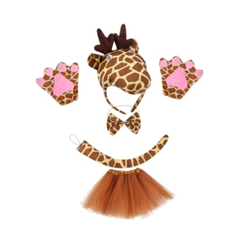 Colcolo Giraffe Stirnband Tail Biege Handschuhe Dekoration Süßes Halloween für den Abschlussball Urlaub, mit Tutu von Colcolo