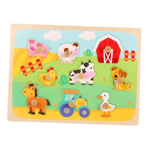 Colcolo Hölzernes Steckpuzzle, Tierpuzzle, Tiere, Tierkognition, hölzerne Babypuzzles für Mädchen und Jungen im Alter von 2, 3, 4 und 5 Jahren, Stil b von Colcolo