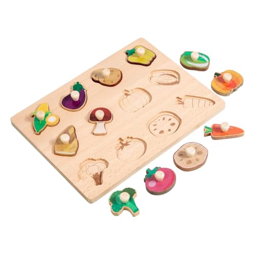 Colcolo Holzform-Steckpuzzle, Feinmotorik, Glatte Oberfläche, Formsortierbrett, Montessori-Spielzeug für Jungen, Mädchen, Babys, Kinder ab 3 Jahren, Gemüse von Colcolo