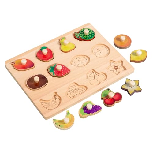 Colcolo Holzform-Steckpuzzle, Feinmotorik, Glatte Oberfläche, Formsortierbrett, Montessori-Spielzeug für Jungen, Mädchen, Babys, Kinder ab 3 Jahren, Obst von Colcolo