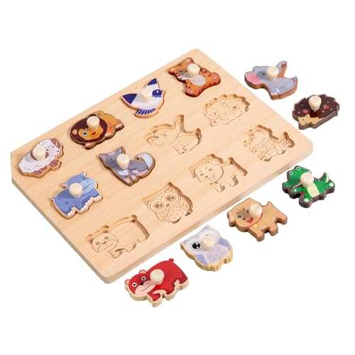 Colcolo Holzform-Steckpuzzle, Feinmotorik, Glatte Oberfläche, Formsortierbrett, Montessori-Spielzeug für Jungen, Mädchen, Babys, Kinder ab 3 Jahren, Tier von Colcolo