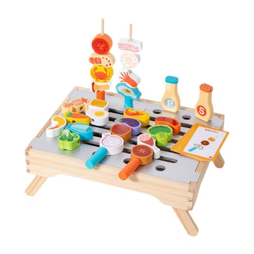 Colcolo Holzgrill-Spielset mit Lebensmitteln, Grillspielzeug, frühes Lernspielzeug, Spielküchenzubehör, Geburtstagsgeschenke für Jungen und Mädchen Colcolo Holzgrill-Spielset mit Lebensmitteln, Grillspielzeug, frühes Lernspielzeug, Spielküchenzubehör, Geburtstagsgeschenke für Jungen und Mädchen von Colcolo