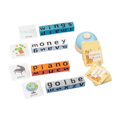 Colcolo Holzklötze, Wort-Rechtschreibspiel, Vorschul-Lernspielzeug, schnelles, pädagogisches ABC-Wort-Rennspiel, Alphabet-Blöcke für Kinder, mit Glocke Colcolo Holzklötze, Wort-Rechtschreibspiel, Vorschul-Lernspielzeug, schnelles, pädagogisches ABC-Wort-Rennspiel, Alphabet-Blöcke für Kinder, mit Glocke von Colcolo