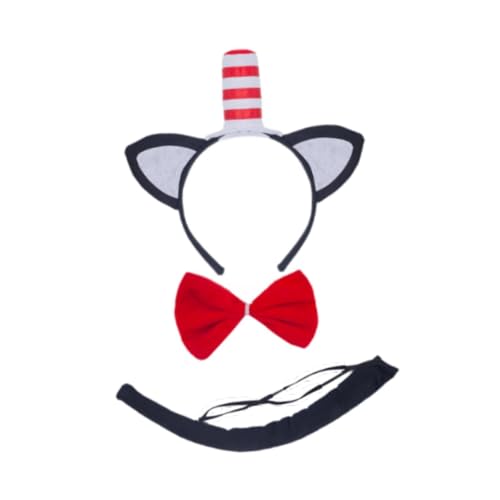 Colcolo Katzen-Cosplay-Kostümzubehör, und Schwanz-Set für Partys, Familienfeiern, Gestreifte Mütze Colcolo Katzen-Cosplay-Kostümzubehör, und Schwanz-Set für Partys, Familienfeiern, Gestreifte Mütze von Colcolo