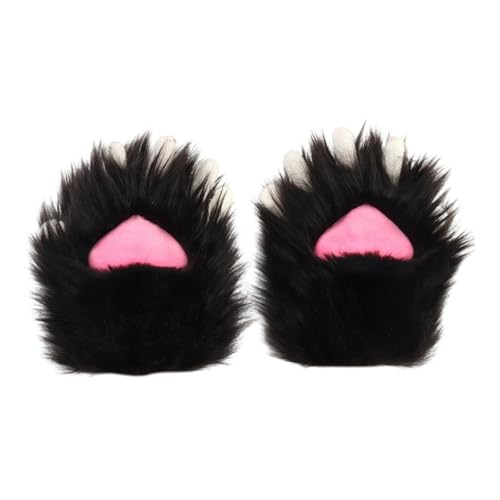 Colcolo Katzenpfotenhandschuhe, simulierte Plüschhandschuhe für Club-Rollenspiele und Bühnenauftritte, Schwarz Rosa von Colcolo