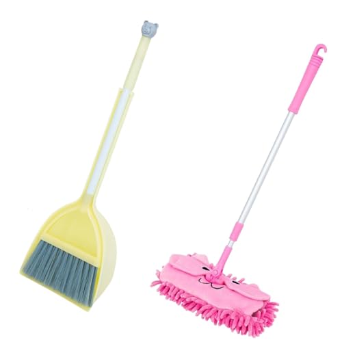 Colcolo Kleiner Mopp für Kinder, so tun Spielen Reinigung Spielzeug Mini - und Dustpan Mopp Set für Kinderbesen Set für Vorschulmädchen, Gelbbesen von Colcolo