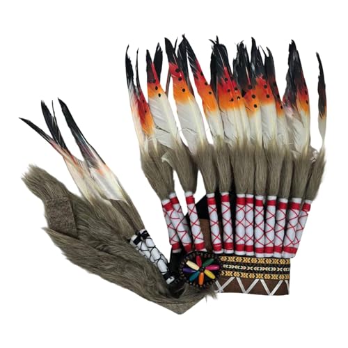 Colcolo Künstlicher Federkopfschmuck, vielseitiger Häuptling-Indianerhut für Cosplay-Kostüme von Colcolo