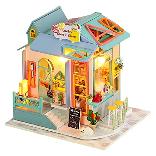 Colcolo LED-Licht DIY Holz Puppenhaus - Kreatives Bastelset für Kinder ab 7 Jahren, Blau von Colcolo