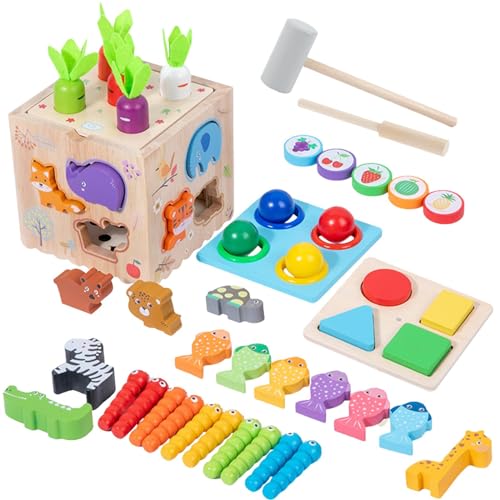 Colcolo Lernaktivitätswürfel, sensorisches Spielzeug, Geschenkbox, Feinmotorik-Lernspielzeug aus Holz, Formsortierspielzeug für Kinder im Vorschulalter von Colcolo
