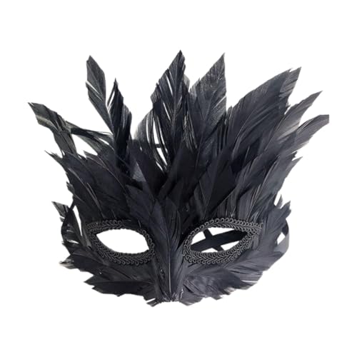Colcolo Maskerade Maske für Damen Elegante Federmaske Augenmaske Halbmaske Kostümmaske mit Bequemer Passform Durch Elastisches Band für Halloween Fasching, Schwarz Colcolo Maskerade Maske für Damen Elegante Federmaske Augenmaske Halbmaske Kostümmaske mit Bequemer Passform Durch Elastisches Band für Halloween Fasching, Schwarz von Colcolo