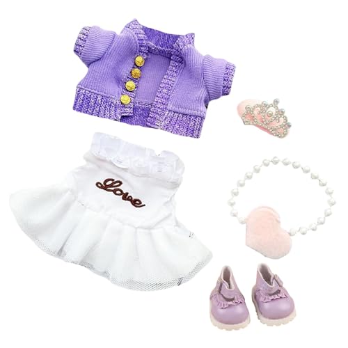 Colcolo Mini 17cm 6inch Puppenkleidung Kleid Strickpullover mit Haar-Accessoire Kostüm Handarbeit Schöne leicht zu tragende süße Kleidung, Lila mit Schuhen Colcolo Mini 17cm 6inch Puppenkleidung Kleid Strickpullover mit Haar-Accessoire Kostüm Handarbeit Schöne leicht zu tragende süße Kleidung, Lila mit Schuhen von Colcolo