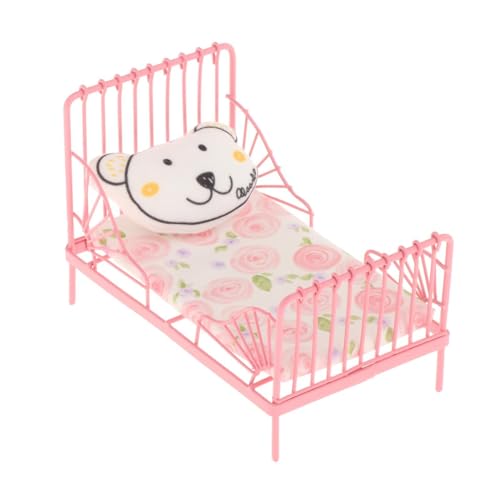 Colcolo Miniatur-Bett im Maßstab 1:12, Miniatur-Puppenhaus-Bett, 1/12 Mini-Puppenhaus-Möbelbett für Schlafzimmer, Kinderzimmer, von Colcolo