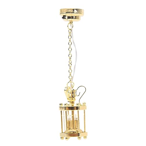 Colcolo Miniatur-Hängeleuchte, Mini-Kronleuchter, Deckenleuchte, Möbelornament, DIY-Szene, Modell 1/12 Puppenhaus, Miniatur-LED, für Schlafzimmer, Küche, Gold von Colcolo