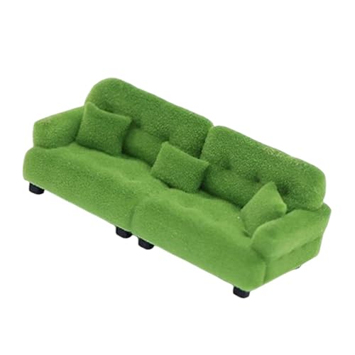 Colcolo Miniatur-Sofa, beflockte Möbel, Wohnzimmer, Schlafzimmer, Mikro-Szene, Raumszene, Dekoration, klassisches Ornament, Puppenhaus-Couch, 1 20 Grün von Colcolo