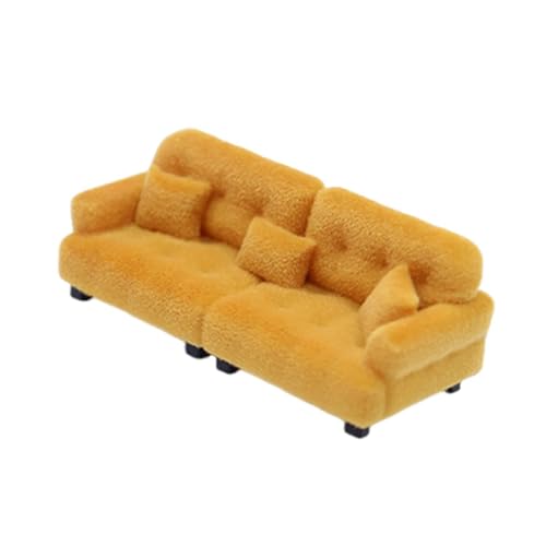 Colcolo Miniatur-Sofa, beflockte Möbel, Wohnzimmer, Schlafzimmer, Mikro-Szene, Raumszene, Dekoration, klassisches Ornament, Puppenhaus-Couch, 1 25 Braun Colcolo Miniatur-Sofa, beflockte Möbel, Wohnzimmer, Schlafzimmer, Mikro-Szene, Raumszene, Dekoration, klassisches Ornament, Puppenhaus-Couch, 1 25 Braun von Colcolo