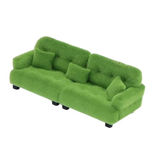Colcolo Miniatur-Sofa, beflockte Möbel, Wohnzimmer, Schlafzimmer, Mikro-Szene, Raumszene, Dekoration, klassisches Ornament, Puppenhaus-Couch, 1 30 Grün von Colcolo