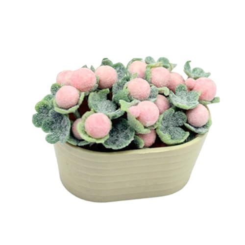 Colcolo Miniatur-Topfpflanzen, künstliches Mini-Topf, künstliches Grün, Miniatur-Bonsai-Modell für 1/6 1/12 Küche, Puppenhaus, Garten, ROSA von Colcolo