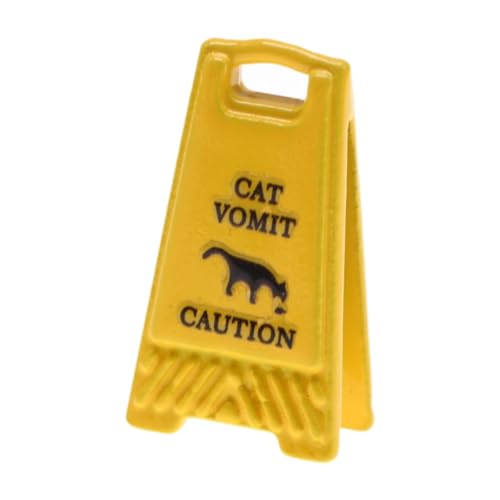 Colcolo Miniaturwarnschild Puppenhaus Dekoration Ornament 1:12 Skala Legierung 1 Zoll Mini Boden Vorsichtszeichen für DIY -Mikrolandschaft, Katze Erbrochenes von Colcolo