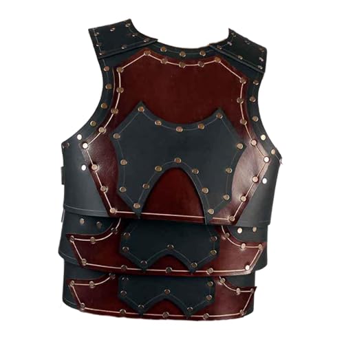 Colcolo Mittelalterliche Brustarmantriebe Samurai Armors Vintage Design PU Ritter Brustpanzer Kostüm Weste Rüstung für Party Cosplay Kostüm, Braun Schwarz von Colcolo