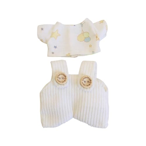 Colcolo Modepuppen-Hosenträgerhosen-Kostüm, weich, leicht an- und auszuziehen, DIY-Outfit, Lernspielzeug für 17 cm große Puppen, Babypuppe, Weiß von Colcolo