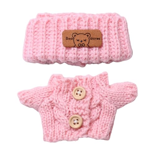 Colcolo Niedlicher 15 cm Anhänger Puppenkleidung Strickpullover und Mütze Puppenzubehör Kleine Mädchen Geschenk Party Favor, Rosa von Colcolo