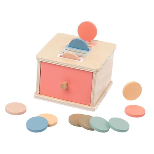 Colcolo Objekt Beständigkeit Box Spielzeug, Farbform sortieren Handaugenkoordination Bildung Holz Matching Spielzeug für Jungen Mädchen Kinder, Münzbox von Colcolo