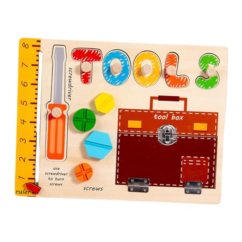Colcolo Peg Puzzles Hölzernes Beschäftigungsbrett, passendes Reisespielzeug, pädagogisches sensorisches Aktivitätsbrett für Kinder im Vorschulalter, Jungen, Tool-Busy-Board von Colcolo