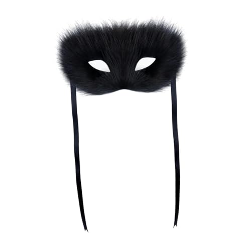 Colcolo Pelzfuchs Gesichtsmaske Venezianische Partymaske für Party -Kostümkleid Valentinstag Männer, Schwarz von Colcolo