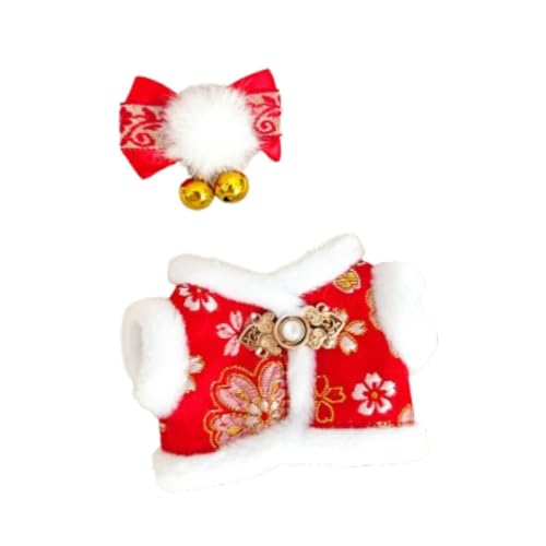 Colcolo Plüsch-Puppen-Kleidungskostüme, mit Kopfbedeckung, modische, weiche Foto-Requisiten, Cartoon-Kuscheltier-Kleidung, für 15 cm große Puppen, Sakura-rot Colcolo Plüsch-Puppen-Kleidungskostüme, mit Kopfbedeckung, modische, weiche Foto-Requisiten, Cartoon-Kuscheltier-Kleidung, für 15 cm große Puppen, Sakura-rot von Colcolo
