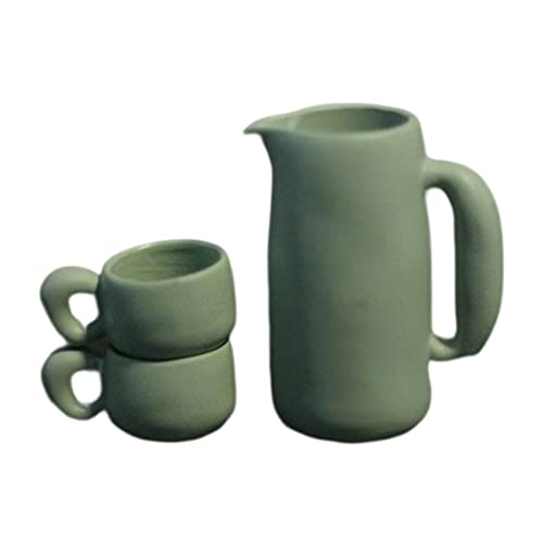 Colcolo Puppenhaus Tee Set mit Tassen Und Teekanne Mini Wasserkocher für 1:12 Puppenhaus Zubehör Dekorations Spielset, GRÜN von Colcolo