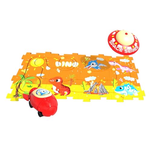 Colcolo Puzzle-Track-Spielset mit Fahrzeug-Puzzle-Spielmatte, Valentinstagsgeschenke für Kinder für 2, 3, 4, 5, 6 Jahre alte Mädchen und Jungen, Urlaub, Dinosaurier-Thema 8tlg von Colcolo