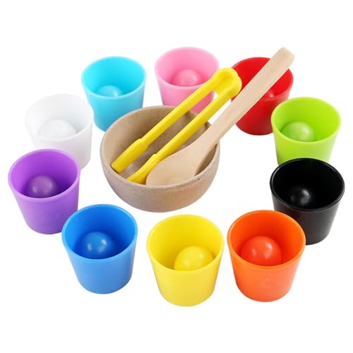 Colcolo Regenbogenbälle in Bechern, Lernspielzeug, Vorschul-Lernbrettspiel, Feinmotorik, sensorisches Regenbogen-Farbsortierspielzeug für Colcolo Regenbogenbälle in Bechern, Lernspielzeug, Vorschul-Lernbrettspiel, Feinmotorik, sensorisches Regenbogen-Farbsortierspielzeug für von Colcolo