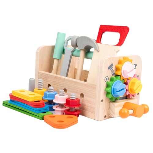 Colcolo Schrauben- und Mutternset, Werkzeugkasten, Spielzeug, Rollenspiel, Lernspielzeug, Holzwerkzeugset, Montessori-Konstruktionsspielzeug für Kinder im von Colcolo