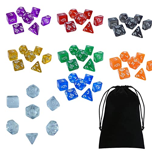 Colcolo Set 7 polyedrische Würfel, Rollenspielwürfel, D6 D4 D8 D10 D12 D20 Würfel, Tischspielwürfel von Colcolo