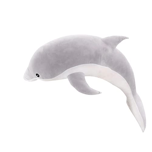 Colcolo Simulation Delphin Kuscheltiere Spielzeug, Schlafkissen Puppe Stofftier Delphin Plüschtier für Schlafzimmer Heimtextilien, Grau 100cm von Colcolo