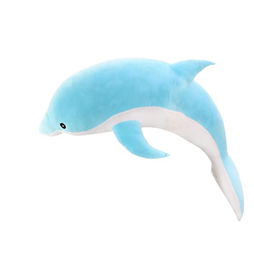 Colcolo Simulation Delphin Kuscheltiere Spielzeug, Schlafkissen Puppe Stofftier Delphin Plüschtier für Schlafzimmer Heimtextilien, Blau 100cm von Colcolo