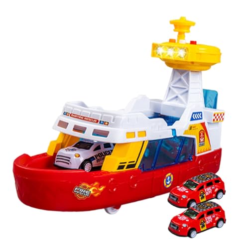 Colcolo Simulation Fire Boat Model Toy Set lehrreich kleines Diecast Legierungauto mit Lichtern und Geräuschen für Jungen und Mädchen Kinder, Rot von Colcolo