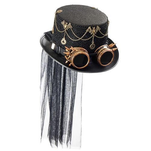 Colcolo Steampunk-Zylinder, mit Schutzbrille für Cosplay, Mottoparty, Rollenspiele, Schwarz Colcolo Steampunk-Zylinder, mit Schutzbrille für Cosplay, Mottoparty, Rollenspiele, Schwarz von Colcolo