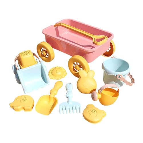 Colcolo Strand-Sandspielzeug-Set für Kleinkinder, Strand-Spielset, Strandeimer, praktische Fähigkeiten, Strandwagen-Spielzeug, Ziehauto-Spielzeug für, rotes Auto von Colcolo
