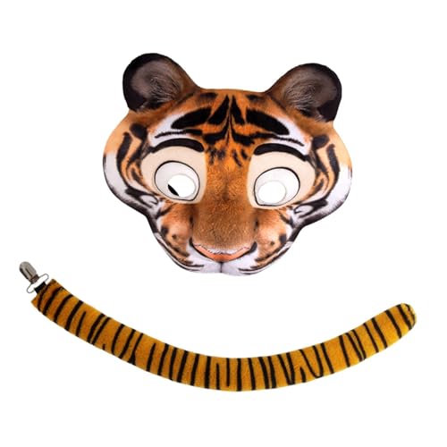 Colcolo Tiger Halbgesichtsmaske Tier Cosplay Maske für Kostüm Halloween Party von Colcolo