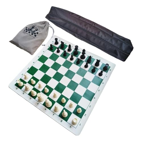 Colcolo Tragbares Schachspiel, aufrollbares Schachbrettspielset, Strategiespielzeug, Reisebrettspiel für, Familie, Wiedersehensreisen, Camping, 43cm Matte von Colcolo