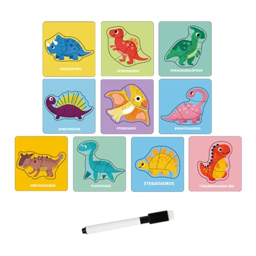 Colcolo Übungskarten zum Nachzeichnen, passende Tiere-Puzzles, Kinderpuzzle, Vorschul-Lernspielzeug für Kindergärten im Alter von 1 bis 3 Jahren, Dinosaurier von Colcolo