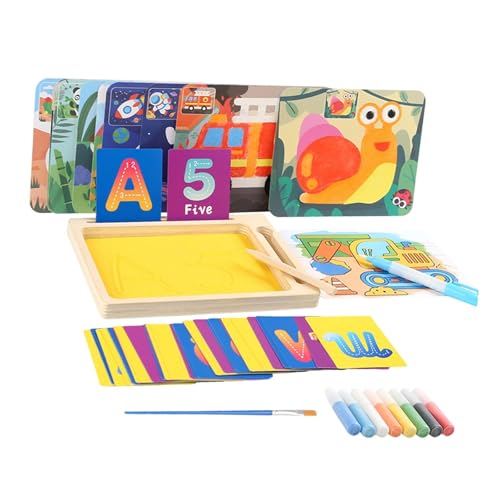 Colcolo Wasser- und Sandkunstmalerei Kit Bildungssusse Lernen Sie mit Stift- und Pinselmotor -Fähigkeiten Doppelseitungskarten für die Schule von Colcolo