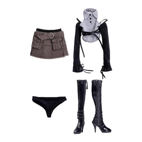 Colcolo Weibliche Puppenkleidung im Maßstab 1:6, einheitlicher Rock, Schulterfreies Hemd, Kleidung für Actionfiguren zum Sammeln für 12-Zoll-Actionfiguren von Colcolo