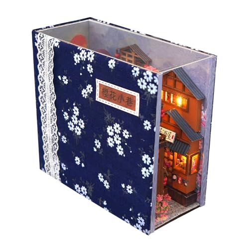 Colexy 3D Puzzle Puppenhaus Kit, Holz Buchstützen DIY Book Nook mit LED-Licht, Bücherregal Deko Ornamente Bücherstand Miniatur Dollhouse Modellbausätze für Jugendliche Erwachsene zum Bauen (F) von Colexy