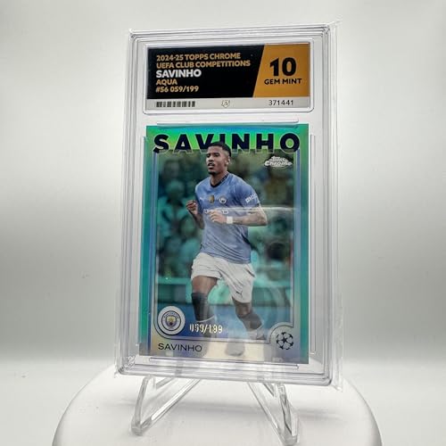 Topps Chrome UEFA Savinho - 56 - Aqua /199 - Grade 10 von Collect-a-Bubbles